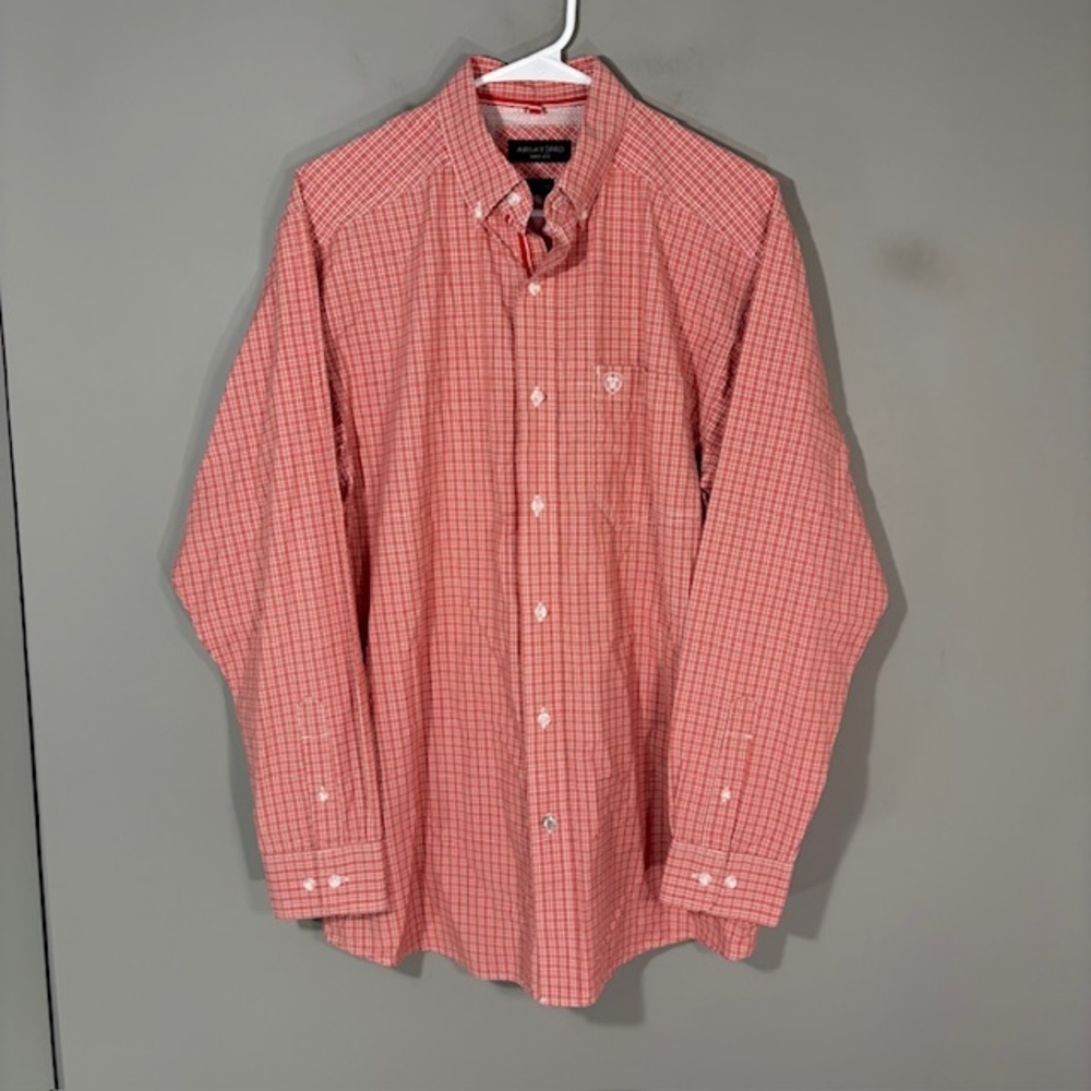 Ariat Shirt Mens Medium Red Plaid Long Sleeve Button Up Pro Series Western